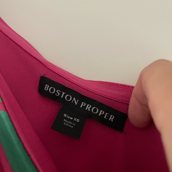 Boston Proper Watercolor Abstract Print One Shoulder Tie Waist Knit Midi Dress - Picture 5 of 9